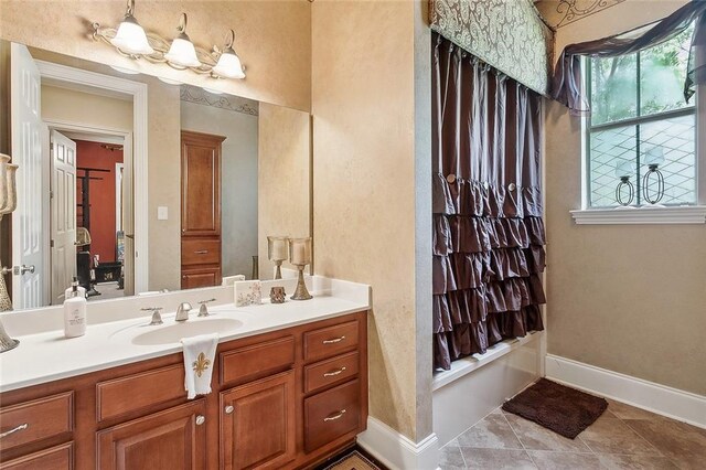 bathroom featuring vanity and tile patterned floors