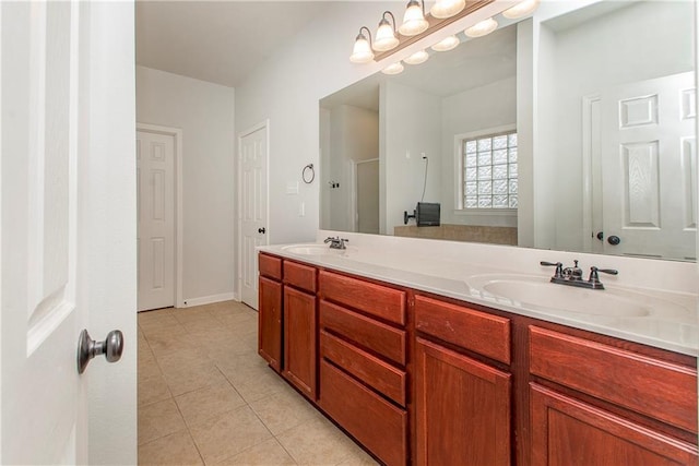 bathroom featuring vanity and tile patterned floors