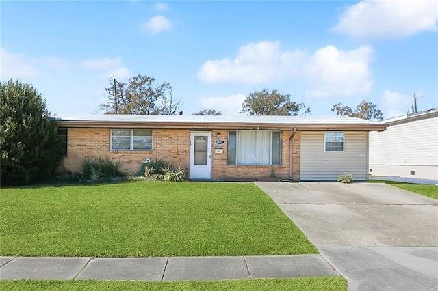 ranch-style house with a front lawn