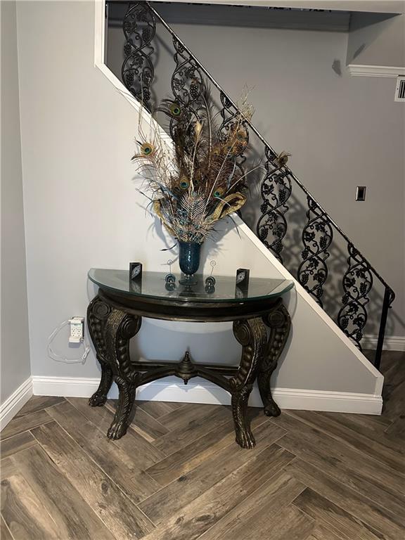 interior details featuring parquet floors