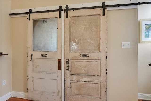 details featuring a barn door