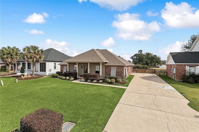 view of front facade featuring a front lawn