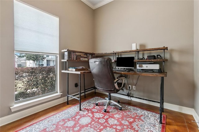 office area featuring crown molding and a wealth of natural light