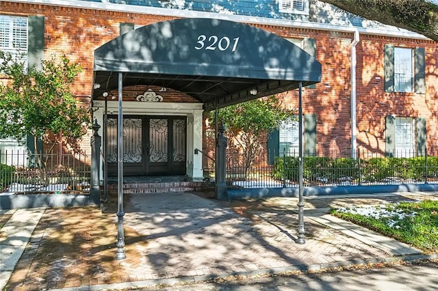 property entrance with french doors