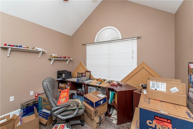 office with vaulted ceiling