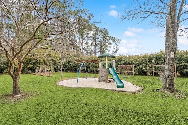 view of play area with a lawn