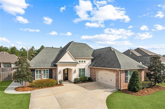 view of front of home featuring a garage and a front yard