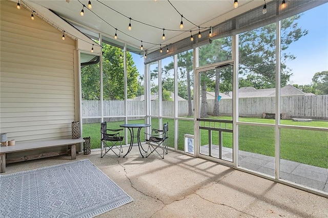 view of unfurnished sunroom