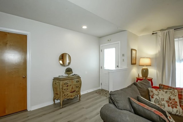 living area featuring light hardwood / wood-style floors