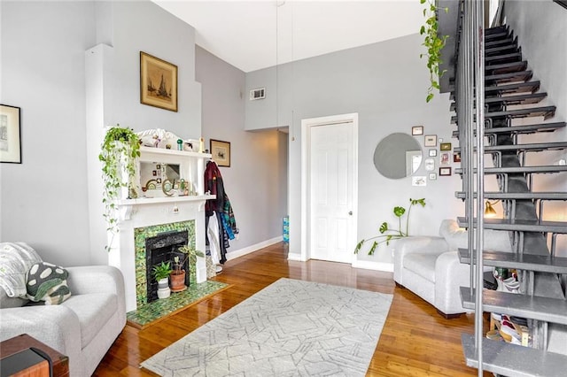 living room featuring hardwood / wood-style floors