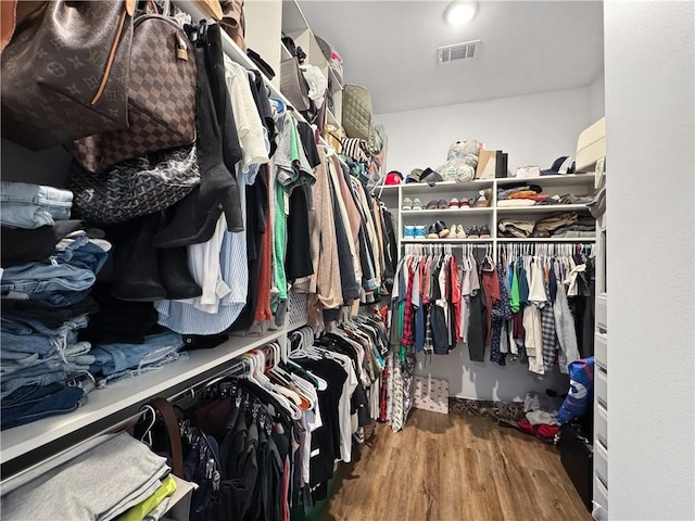 walk in closet featuring wood-type flooring