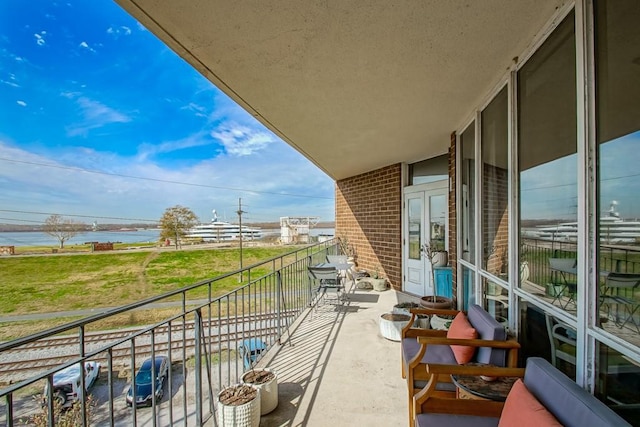 balcony with a water view