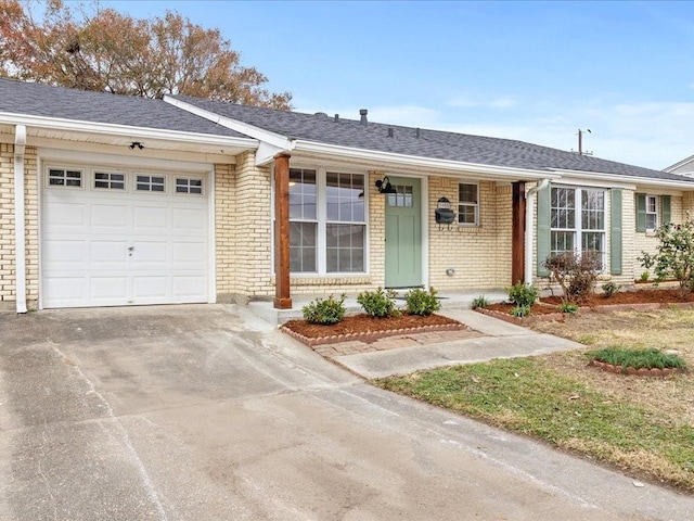 single story home with a garage