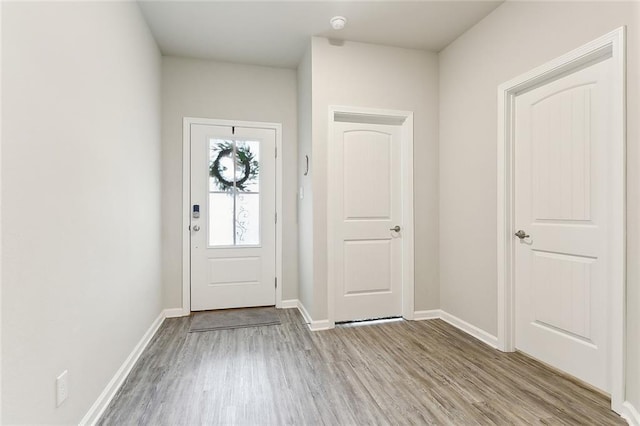 foyer entrance featuring light hardwood / wood-style flooring