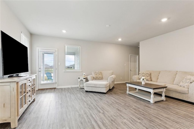 living room with light wood-type flooring