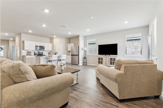 living room featuring wood-type flooring