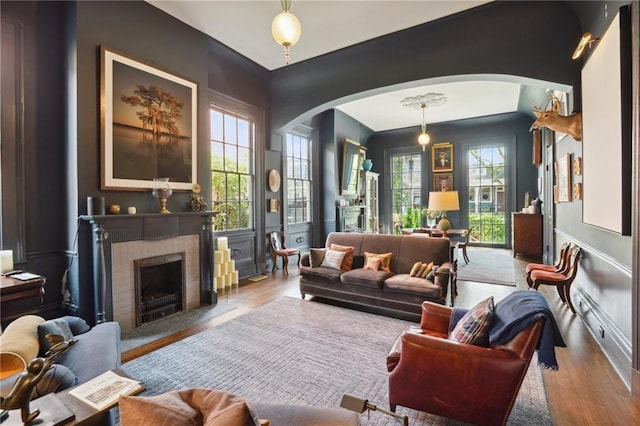 sitting room with light wood-type flooring