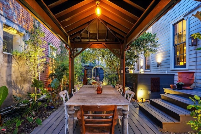 wooden terrace with a gazebo