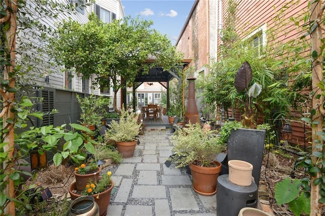 view of yard featuring a gazebo and a patio