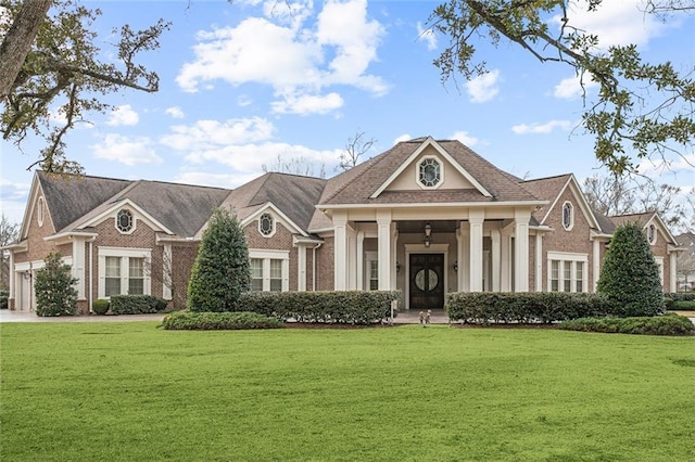 view of front facade with a front yard