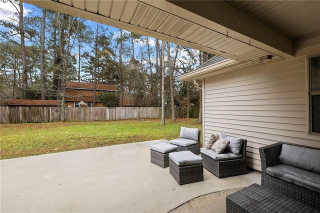 view of patio / terrace featuring an outdoor living space