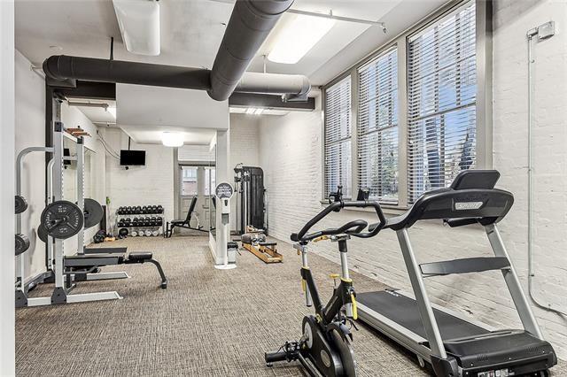 workout area featuring carpet floors