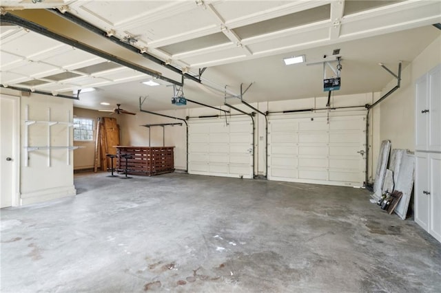 garage with a garage door opener