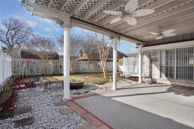 view of patio / terrace featuring ceiling fan