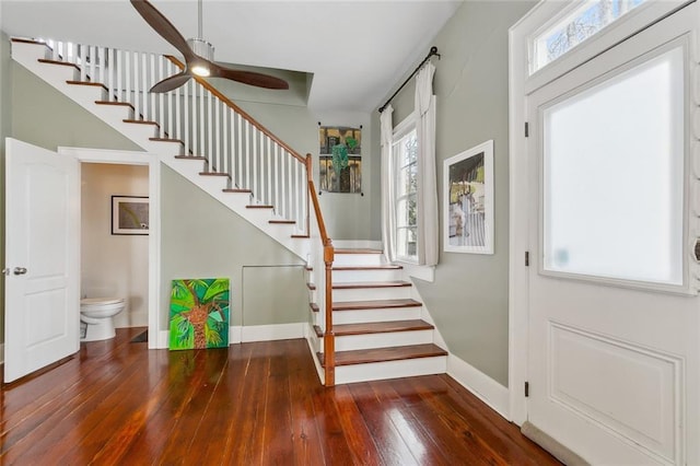 foyer entrance with dark hardwood / wood-style flooring