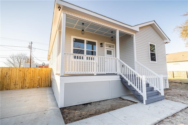 view of front of home with a porch