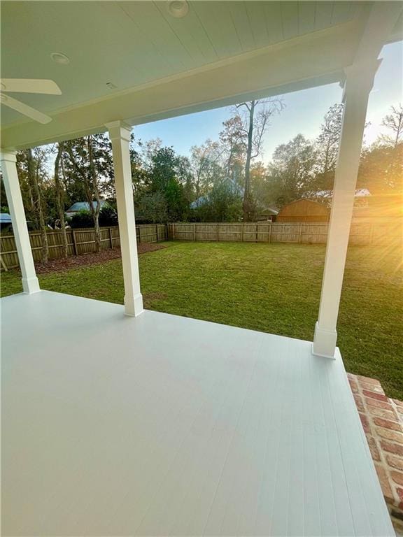 view of patio / terrace with ceiling fan