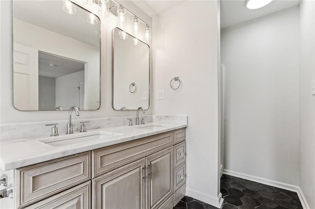 bathroom featuring vanity and tile patterned flooring