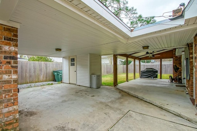 view of patio with ceiling fan