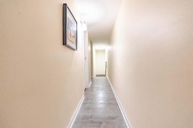 hall with hardwood / wood-style floors