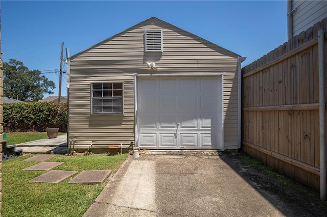 view of garage