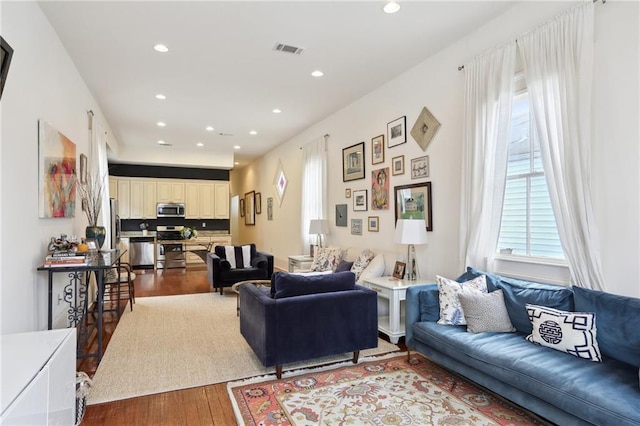 living room featuring hardwood / wood-style floors