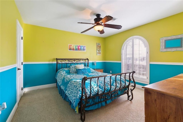 bedroom featuring carpet flooring and ceiling fan