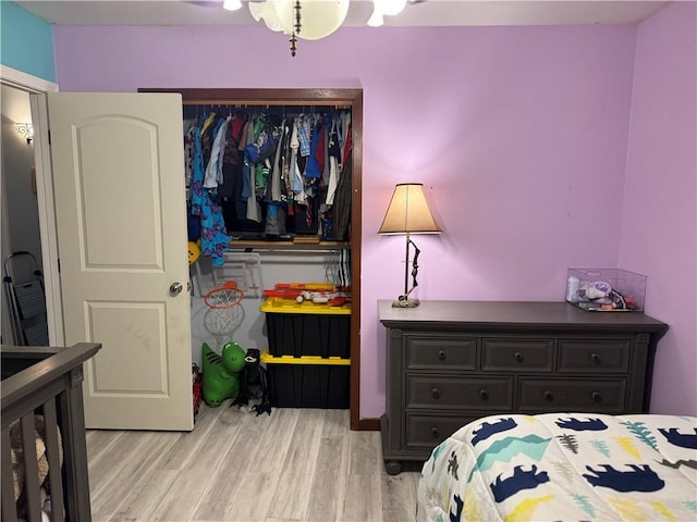 bedroom featuring light hardwood / wood-style flooring