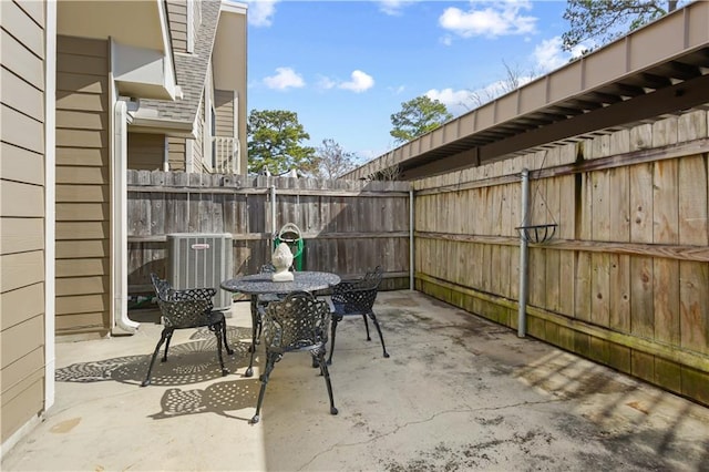 view of patio / terrace featuring central AC unit