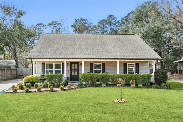 view of front of property featuring a front lawn