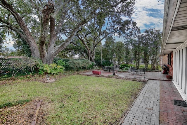 view of yard with a patio area