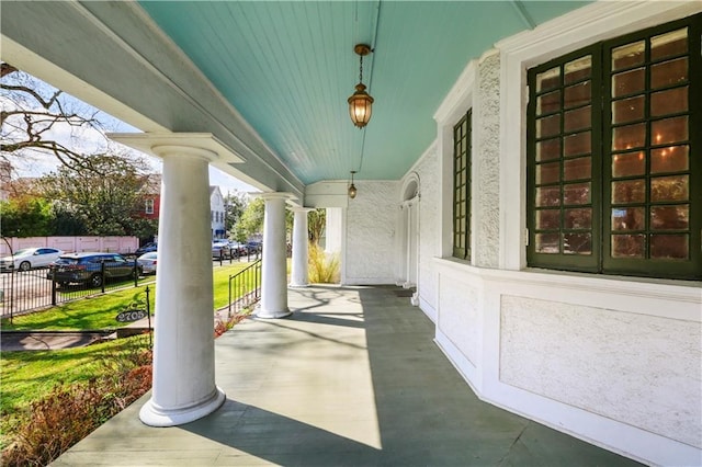 view of patio featuring covered porch