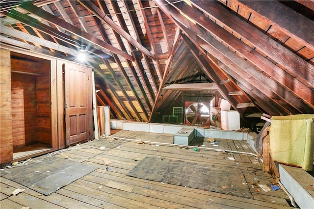 view of unfinished attic