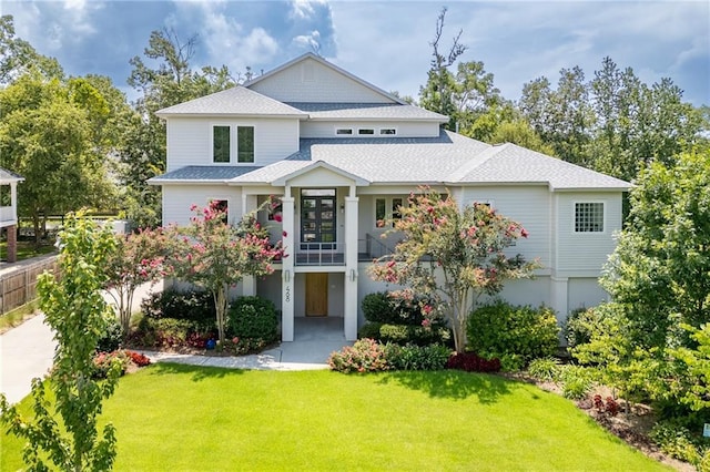 view of front facade featuring a front lawn