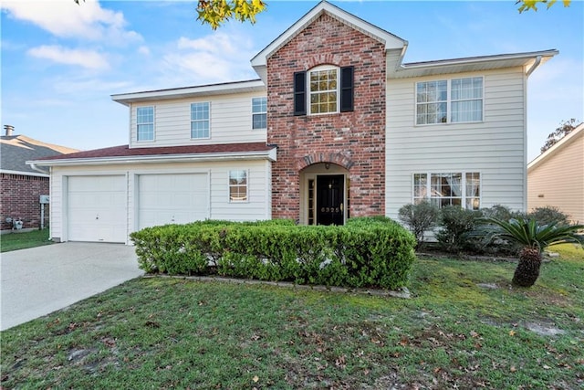 front of property with a garage and a front yard