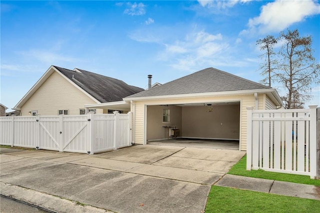 exterior space with a garage