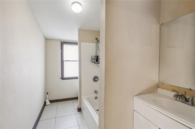 bathroom with tile patterned flooring, vanity, and shower / bath combination