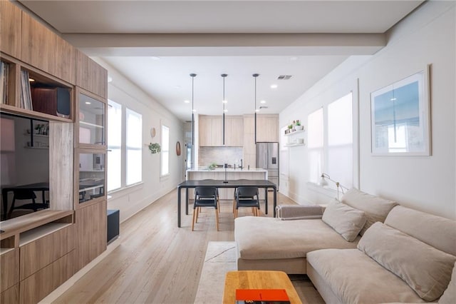 living room featuring light hardwood / wood-style flooring