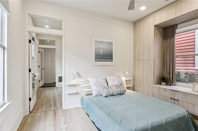 bedroom featuring light hardwood / wood-style flooring