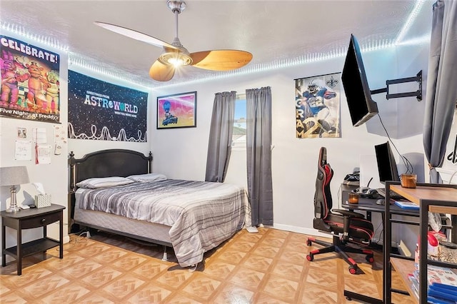 bedroom featuring parquet floors